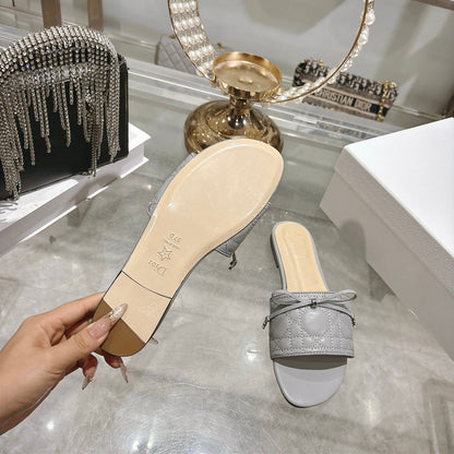 CD 26s Slippers Gray Beige Sheepskin 679865
