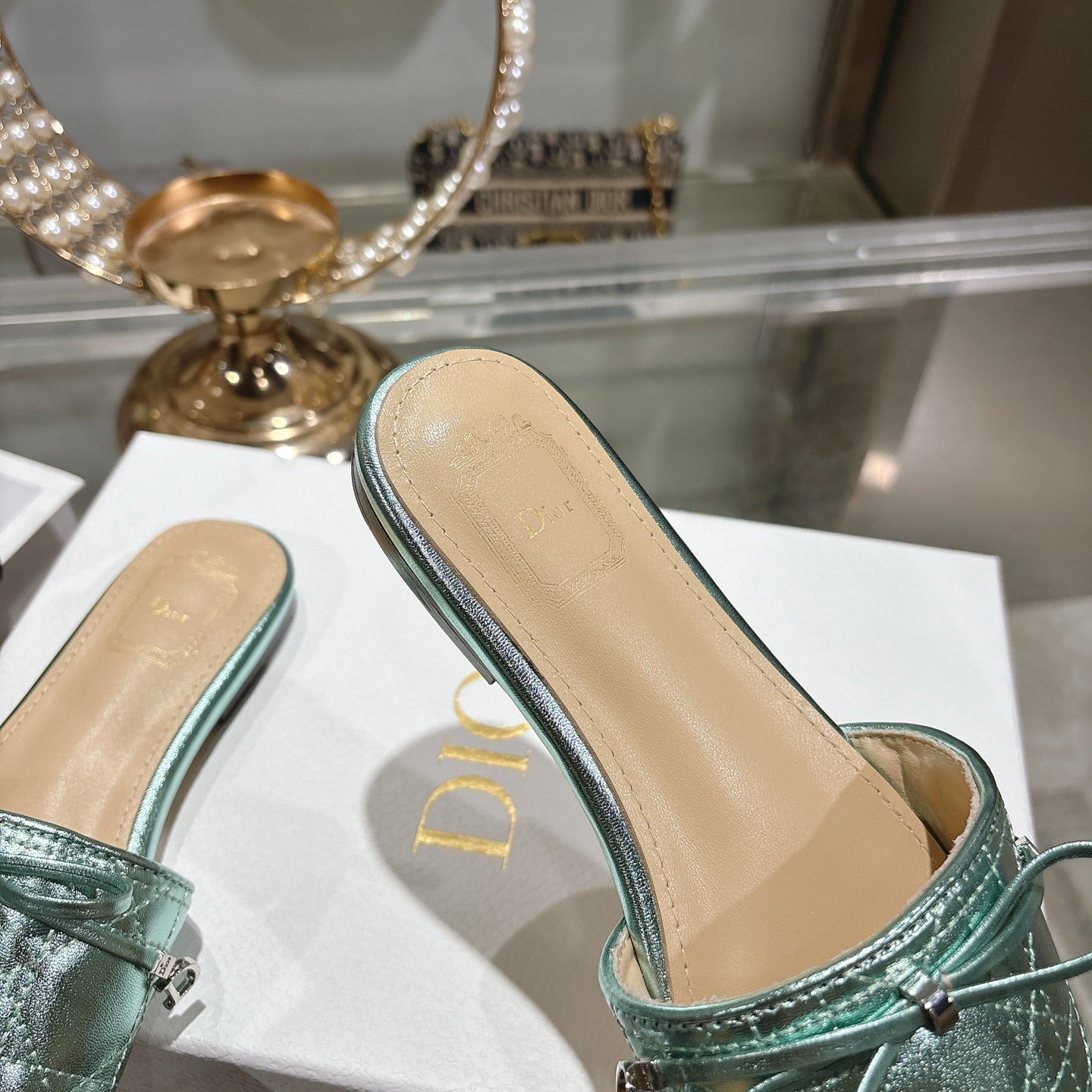 CD 26s Slippers Metallic Mint Calfskin 679867