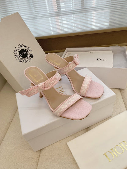 CD 26s High Heel Sandal 100 Pink Canvas Sheepskin  664178
