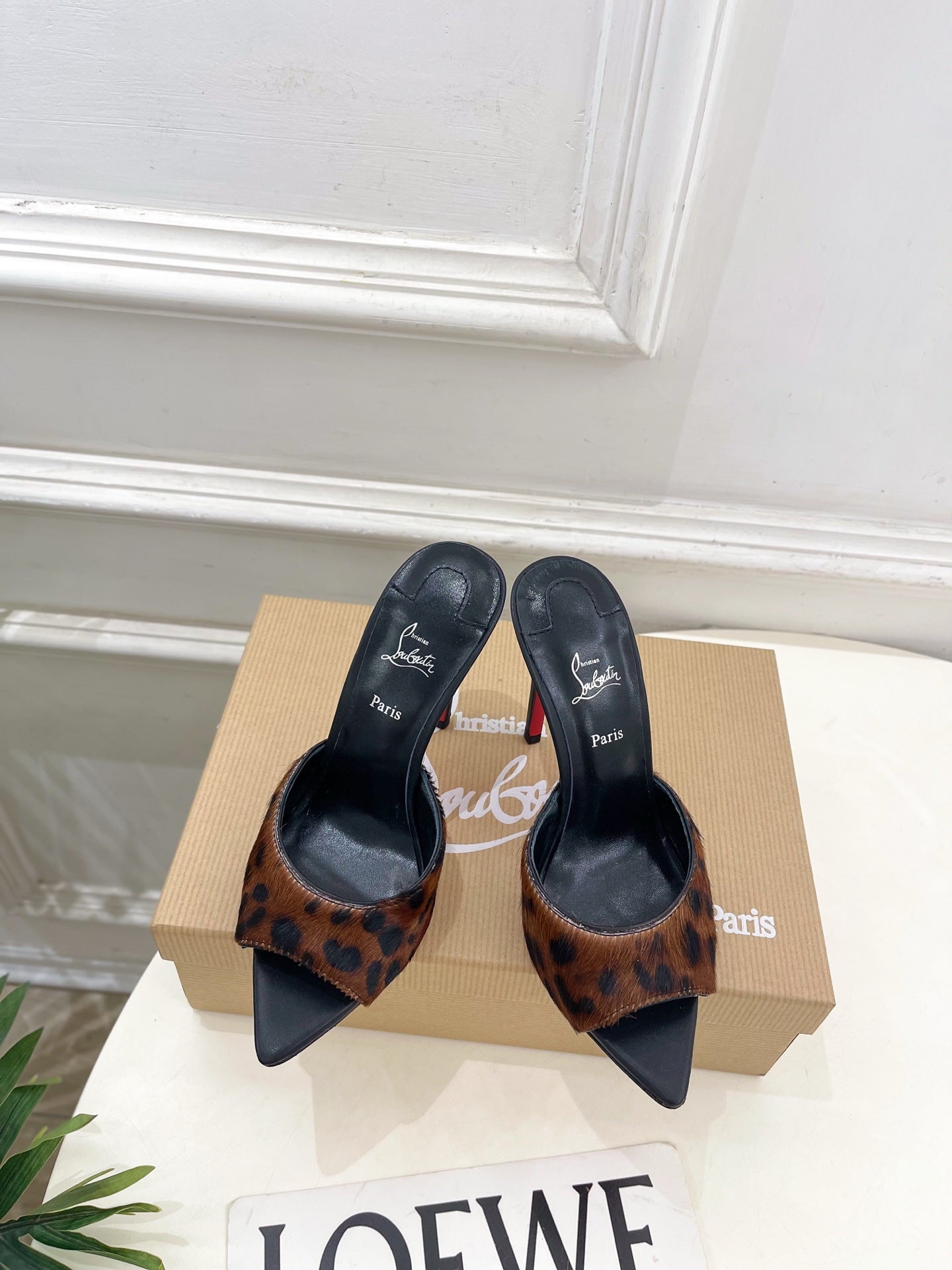 CL 26SS Slingback 100 Dark Brown Black Leopard Leather 586570