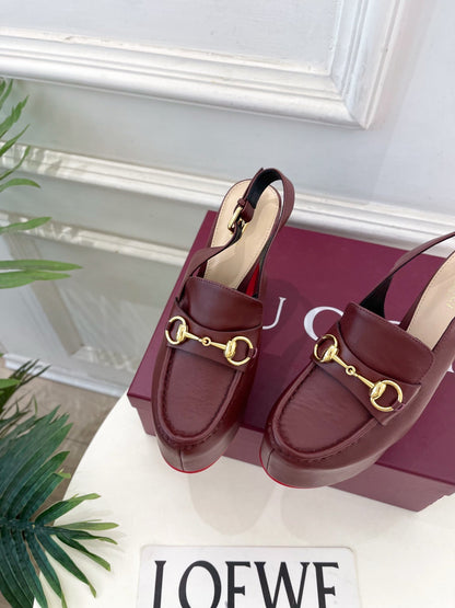 GG 26SS Platform Sandals 130 Burgundy Sheepskin 640263