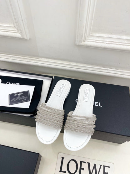 Chanel 2026 Chunky Heel Flat Sandals Sheepskin Leather 831356