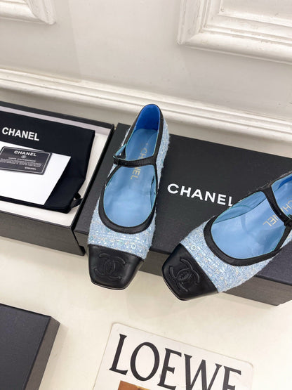 Chanel 2026 Mary Jane Flats Leather Sheepskin Tweed 831380