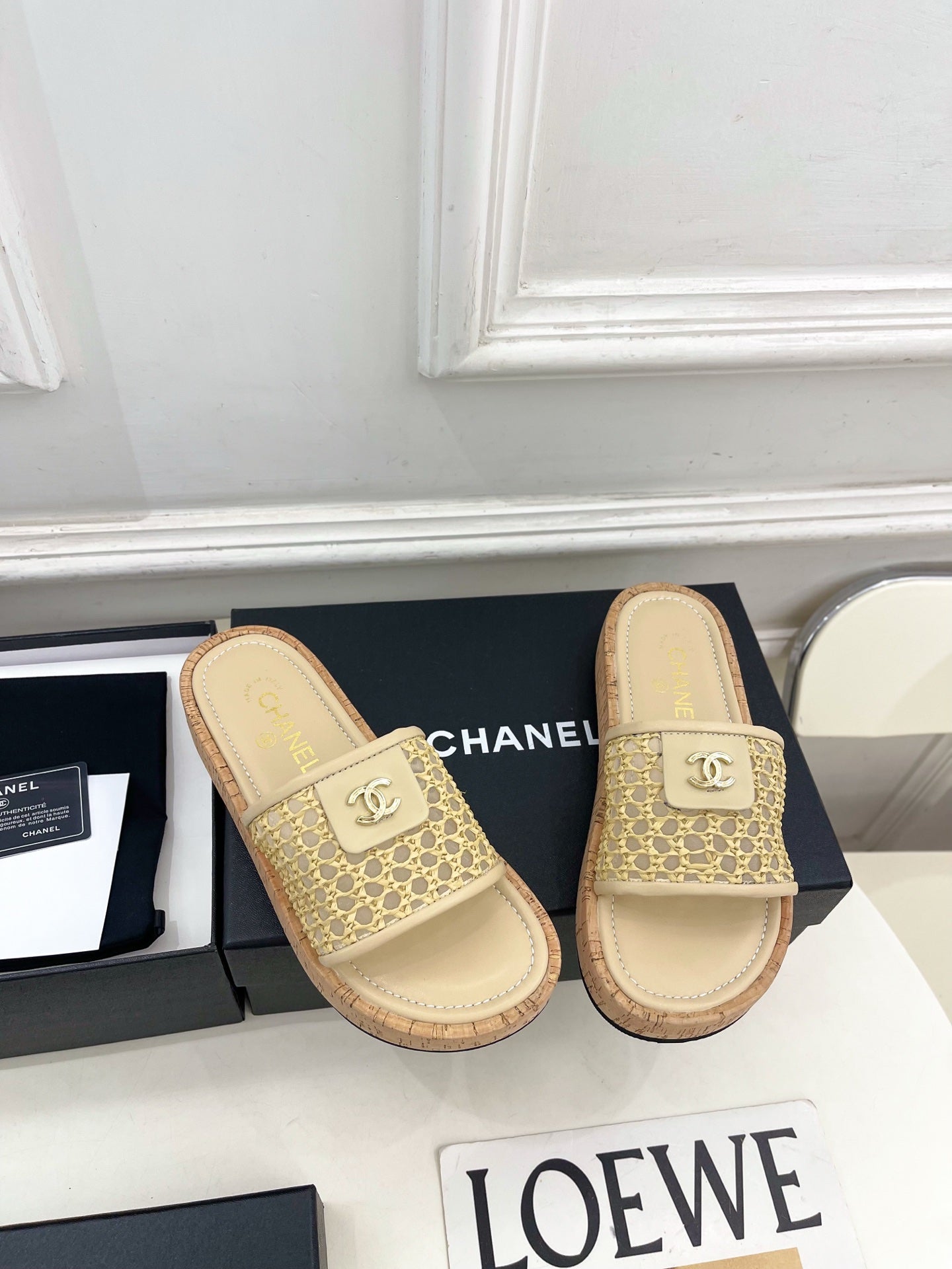 Chanel 2026 Woven Platform Slippers Sheepskin 831402