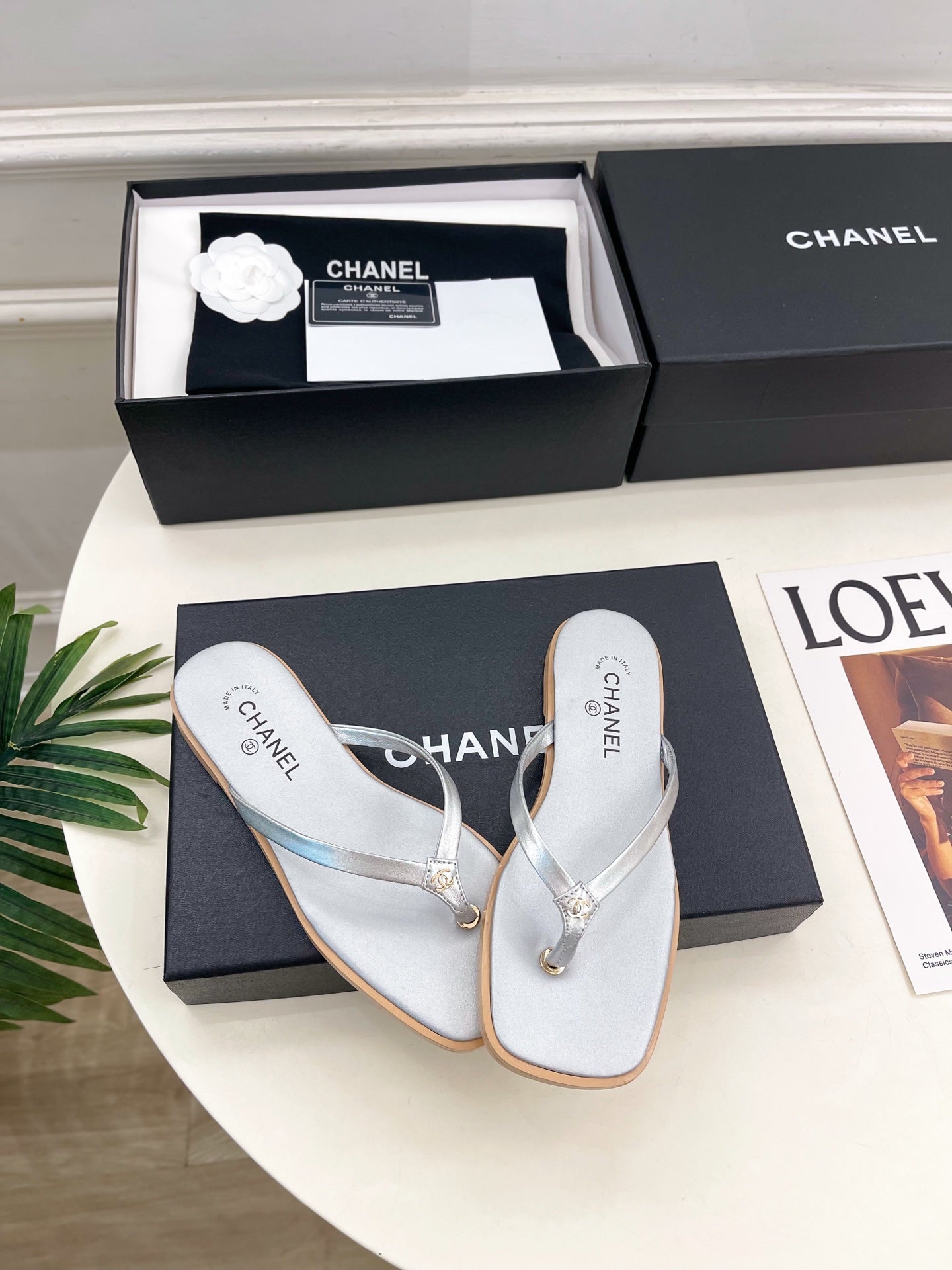 Chanel 2026 Double C Flip-Flops Leather Sheepskin 831459
