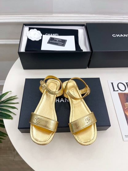 Chanel 2026 Double C Buckle Strappy Flat Sandals Lambskin Sheepskin 832342