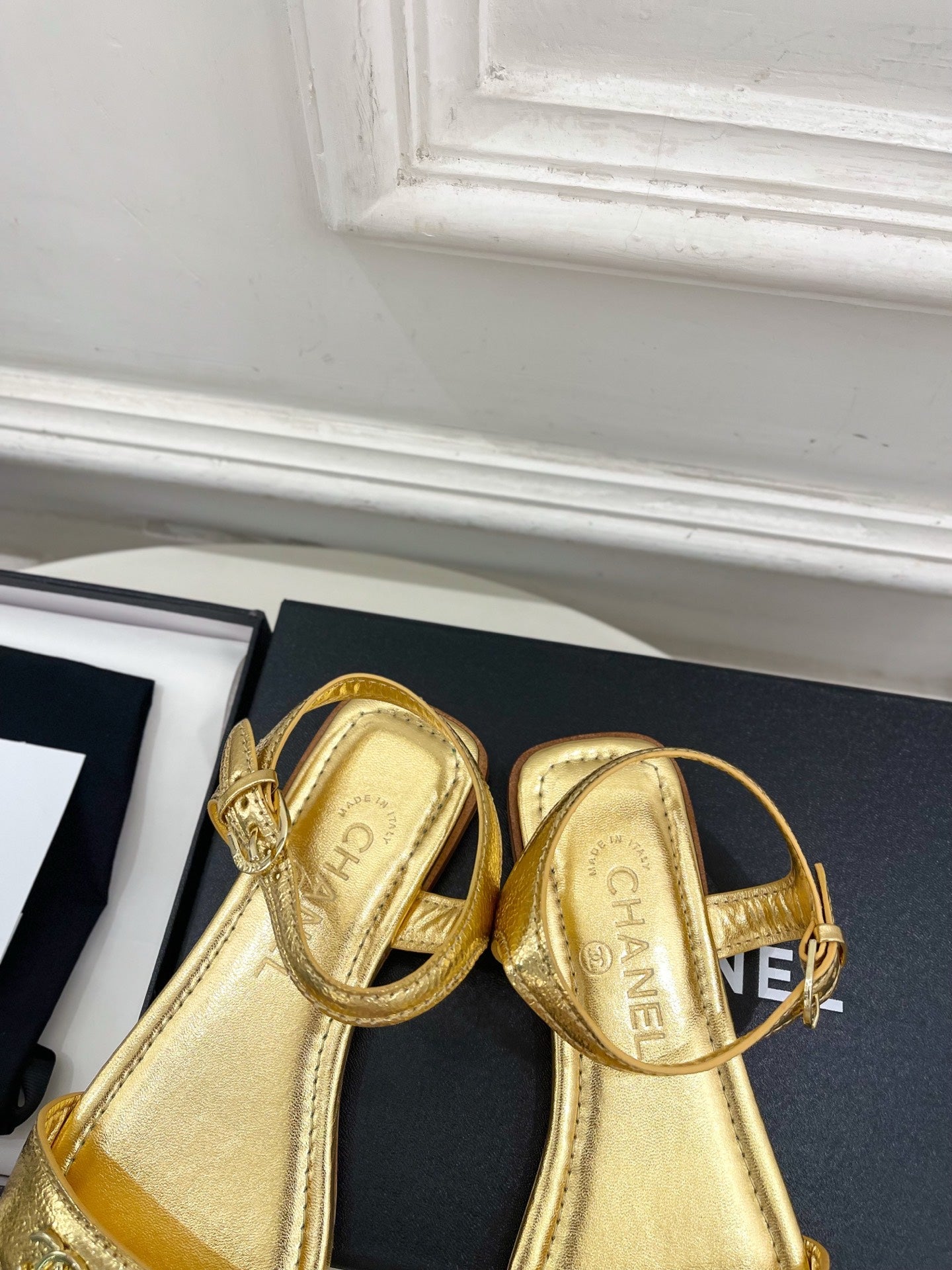Chanel 2026 Double C Buckle Strappy Flat Sandals Lambskin Sheepskin 832342