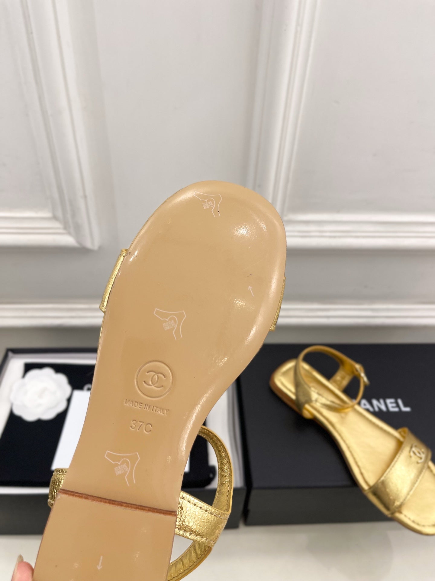 Chanel 2026 Double C Buckle Strappy Flat Sandals Lambskin Sheepskin 832342